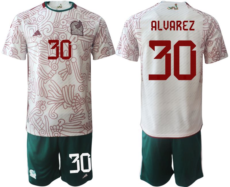 Men 2022 World Cup National Team Mexico away white #30 Soccer Jerseys